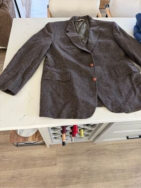 vintage Hunt Valley herringbone wool tweed blazer 48l